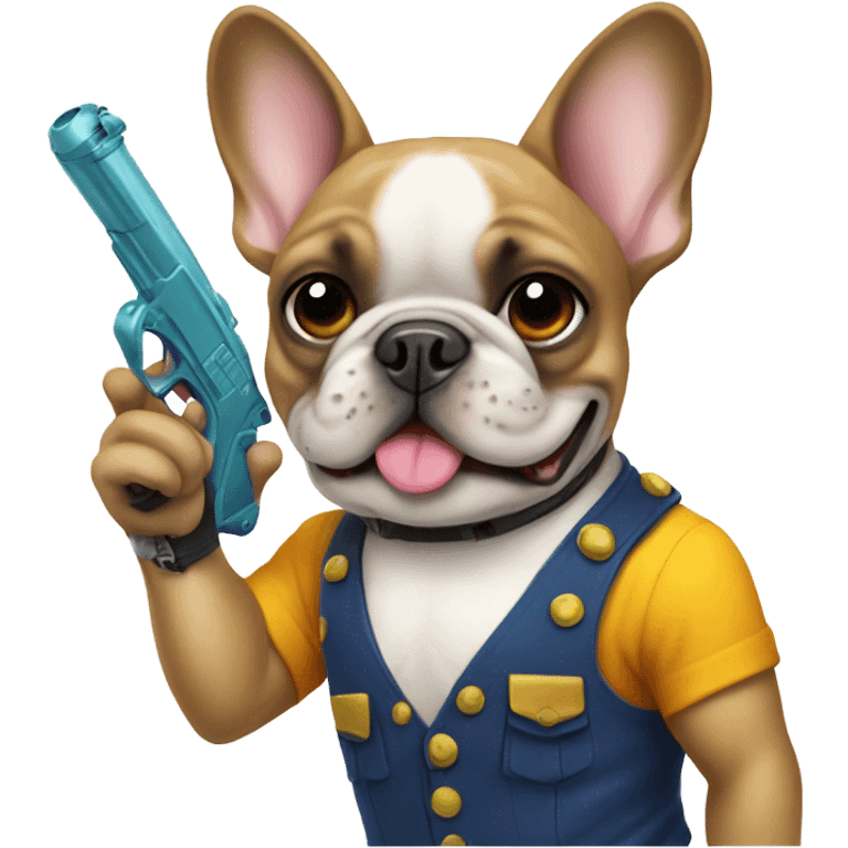 french bulldog with a water pistol emoji