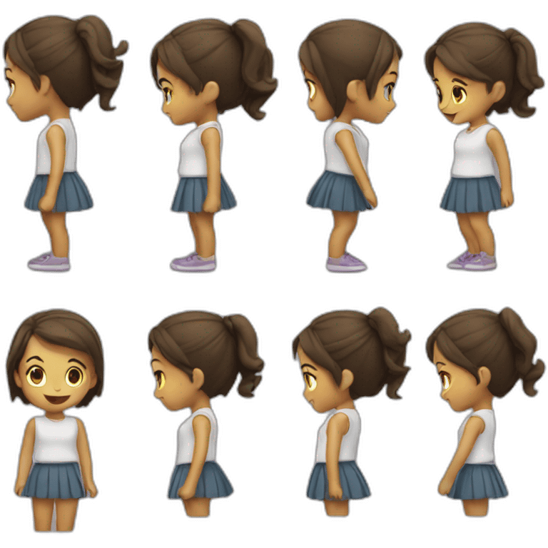 girl in skirt bending emoji