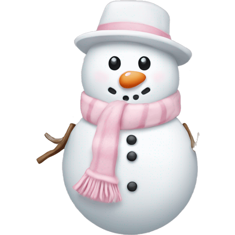 Cute white and light pink snowman emoji