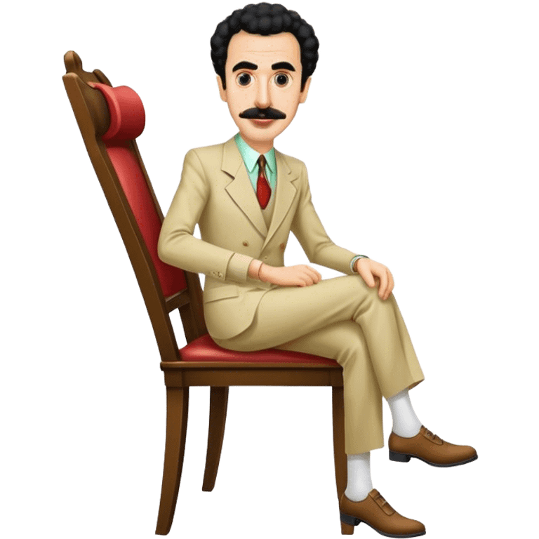 Borat sitting on dining chair emoji