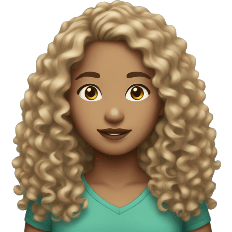 light skin girl long curly brown hair with freckles  emoji