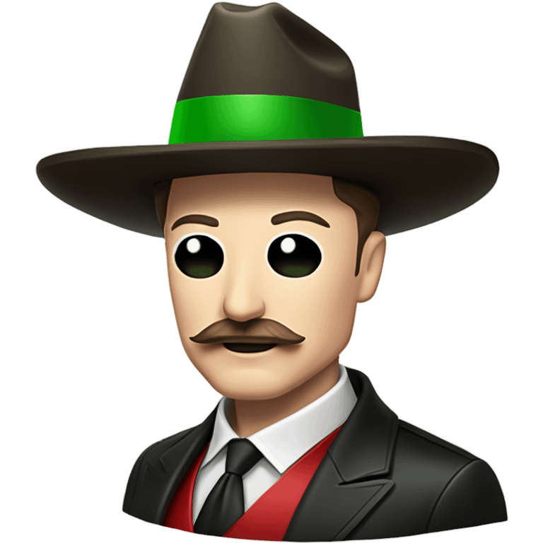  Elon musk eloncho with big mustache and black sombrero mexican hat and Tesla logo red green white Mexican shirt Tesla symbol token emoji