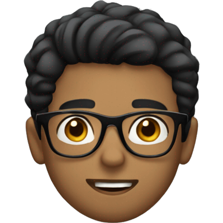 young man with black hair, black glasses, and a stubble beard.
 emoji