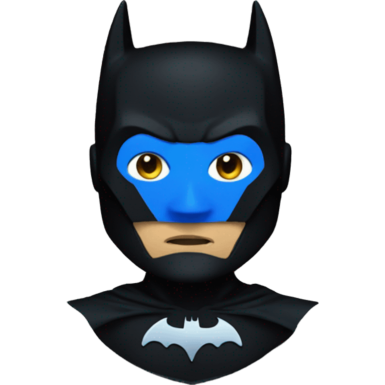 Dark Batman face mask with blue eyes and black Color skin  emoji