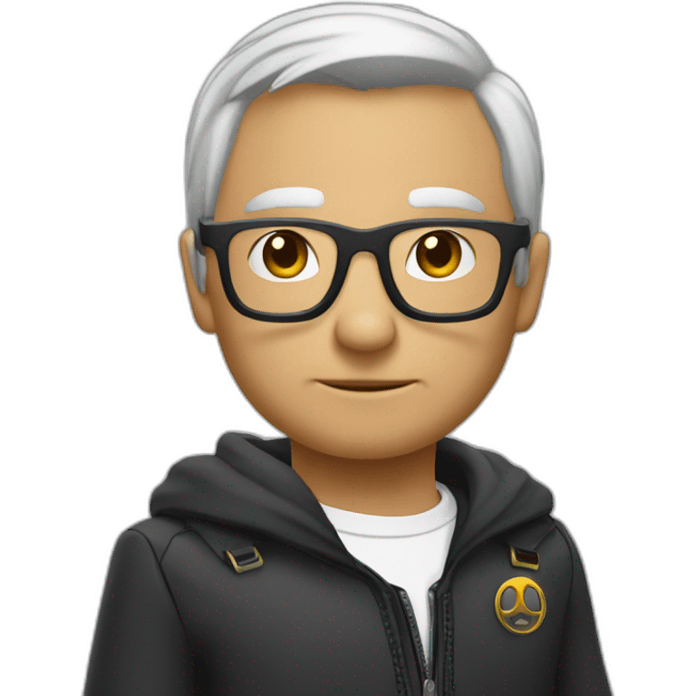 Un mec chauve à lunettes avec un Gun emoji