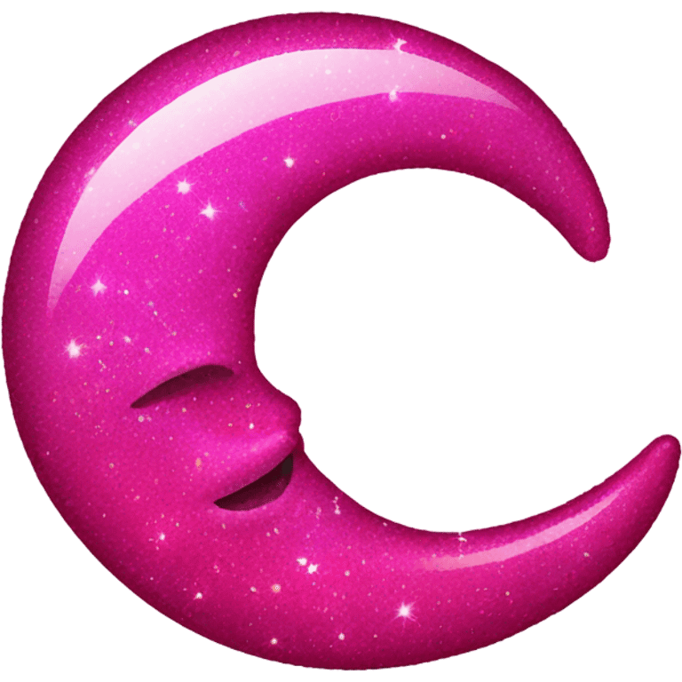 Hot pink crystallized crescent moon with glitter and lights dangling  emoji