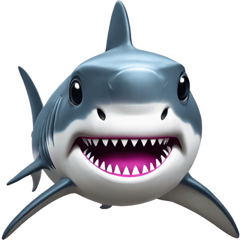 A great white shark that looks like a disco ball with long eye lashes wearing a pink bow emoji