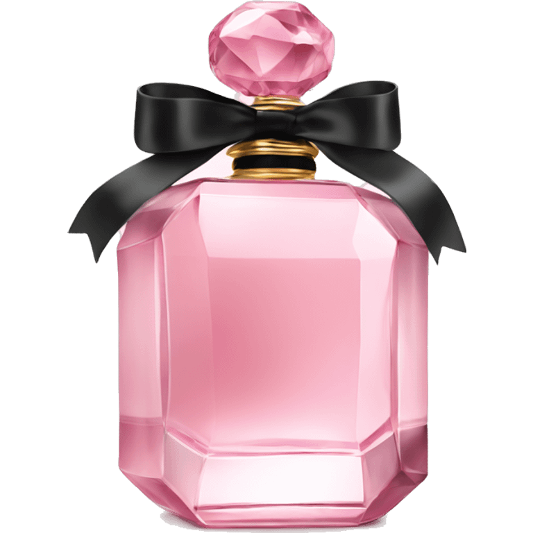 light pink crystal perfume bottle with black ribbon display emoji