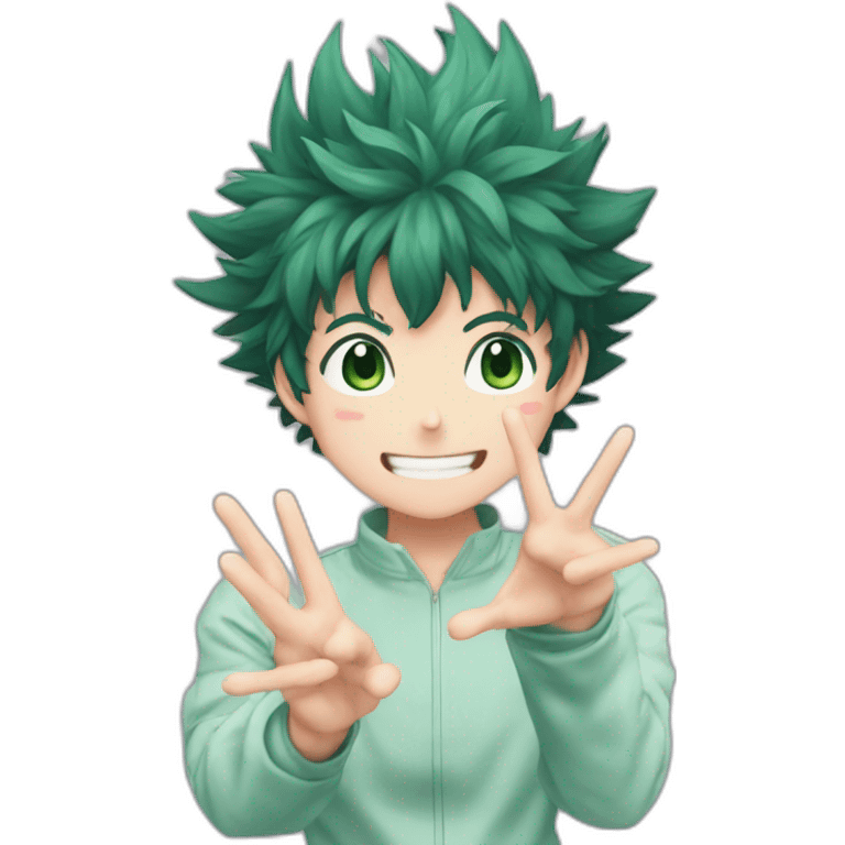 Izuku midoriya doing peach sign emoji