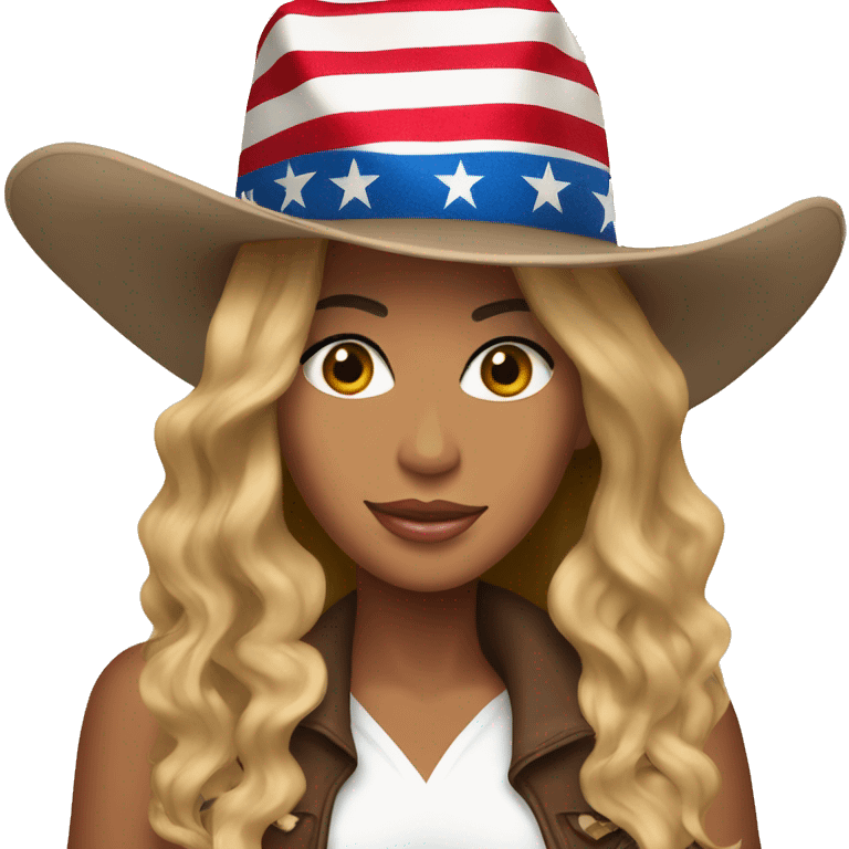 Beyonce wearing a cowboy hat with American flag pattern  emoji