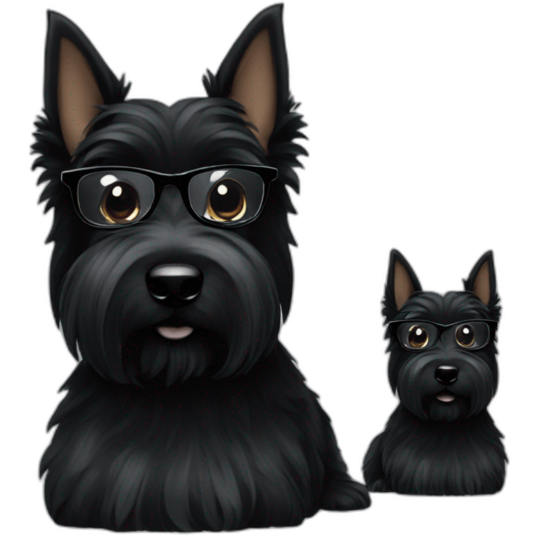 black two Scottish terrier glasses black emoji