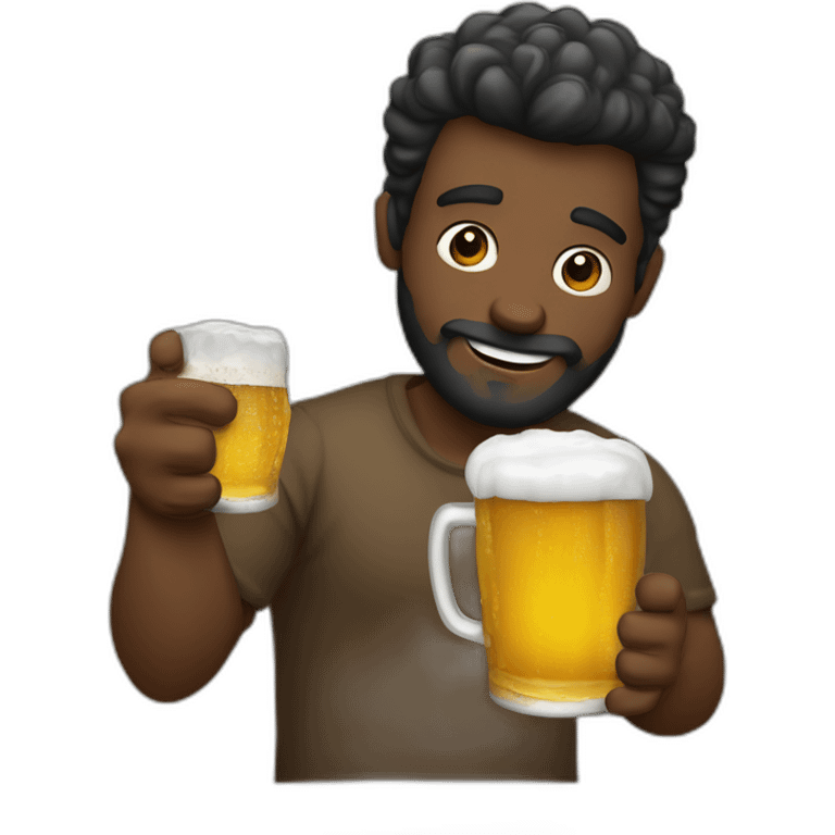 hombre con pelo negro fumando y bebiendo cerveza emoji