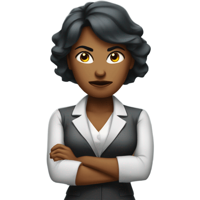 Angry arms crossed business woman emoji