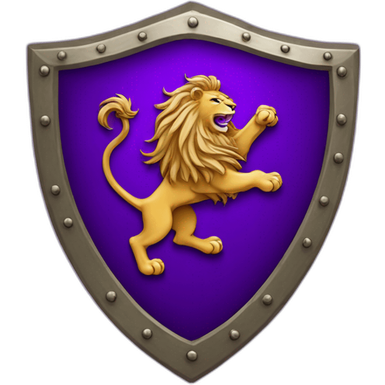 Lion rampant shield with purple background emoji