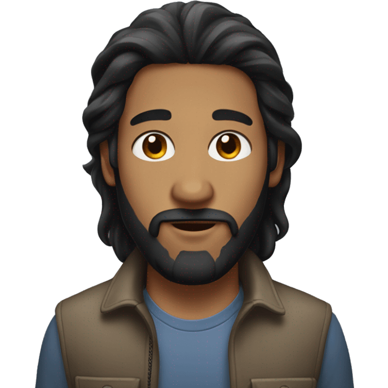 gay man with long black hair and little beard emoji