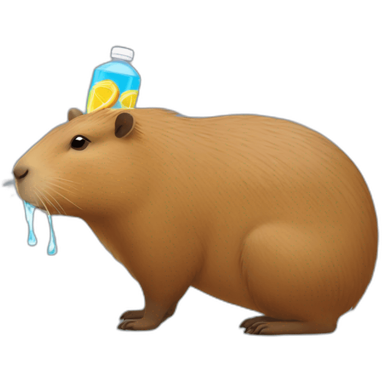 Capybara drinking a caprisun emoji