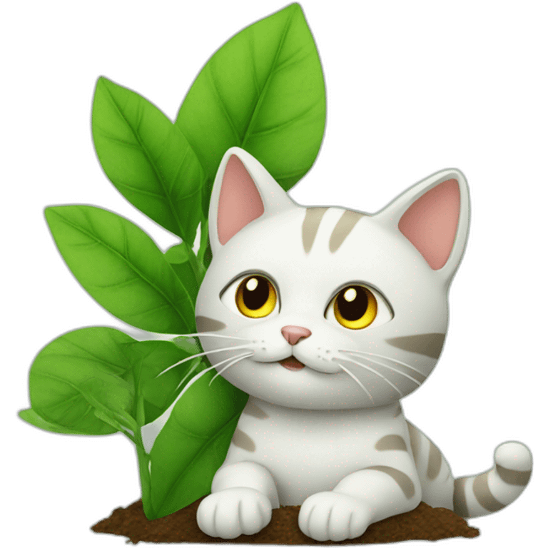 Cat with plant emoji