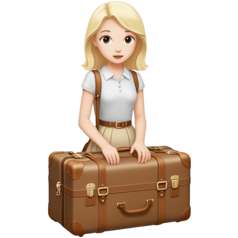 Blonde, pale girl with a luggage  emoji