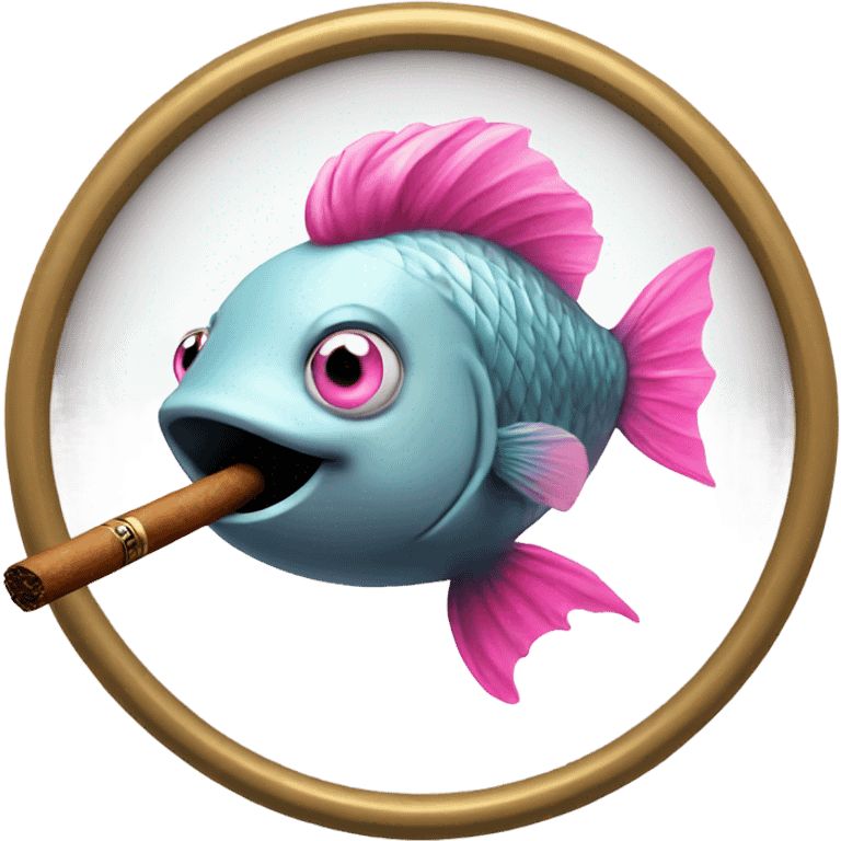 Cute fish with pink hair and a cigar emoji