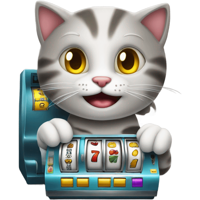 Cat playing on slot machine. Jackpot winner emoji