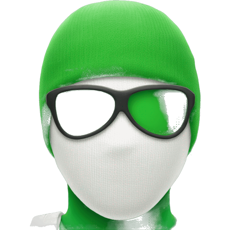 green and white ski mask emoji