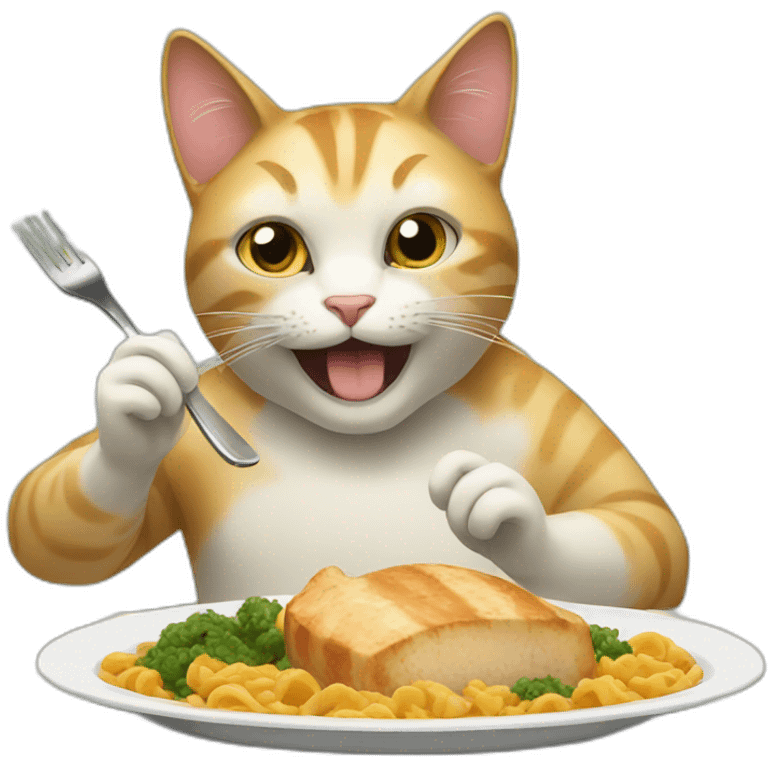 cat eating dinner emoji