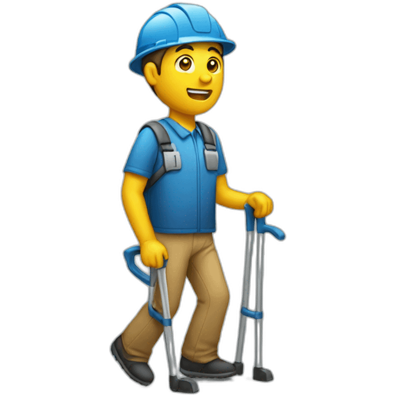 A worker on crutches emoji