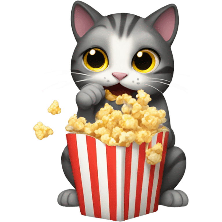 Cat eating popcorn emoji