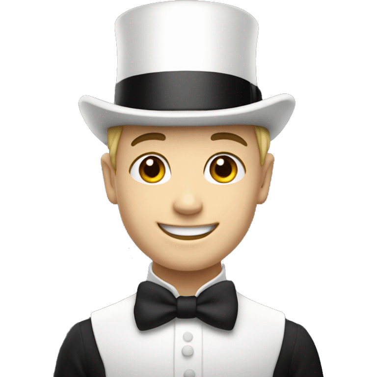 Smiling boy white skin in top hat emoji