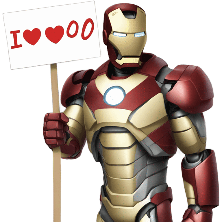 Iron man holding a sign that says I love you 3000 emoji