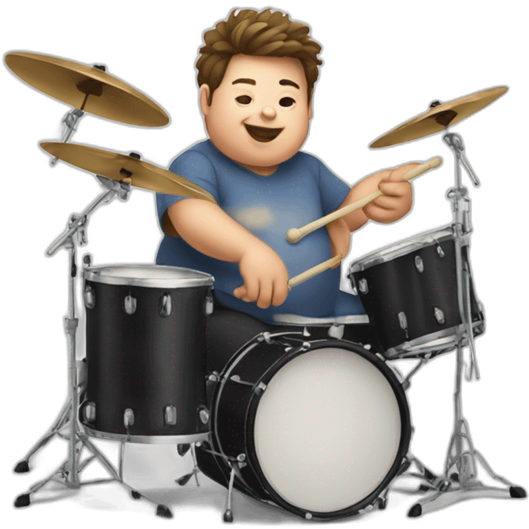 Funny fat kid playing drums emoji