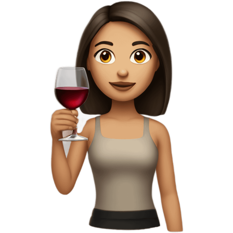 brunette girl holding a glass of wine emoji