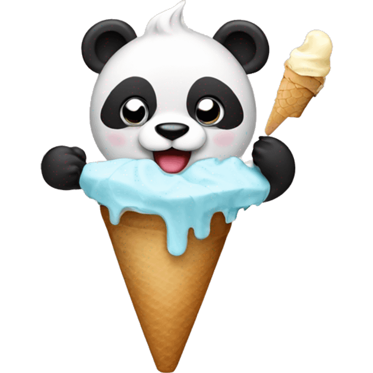 Panda eating ice cream emoji