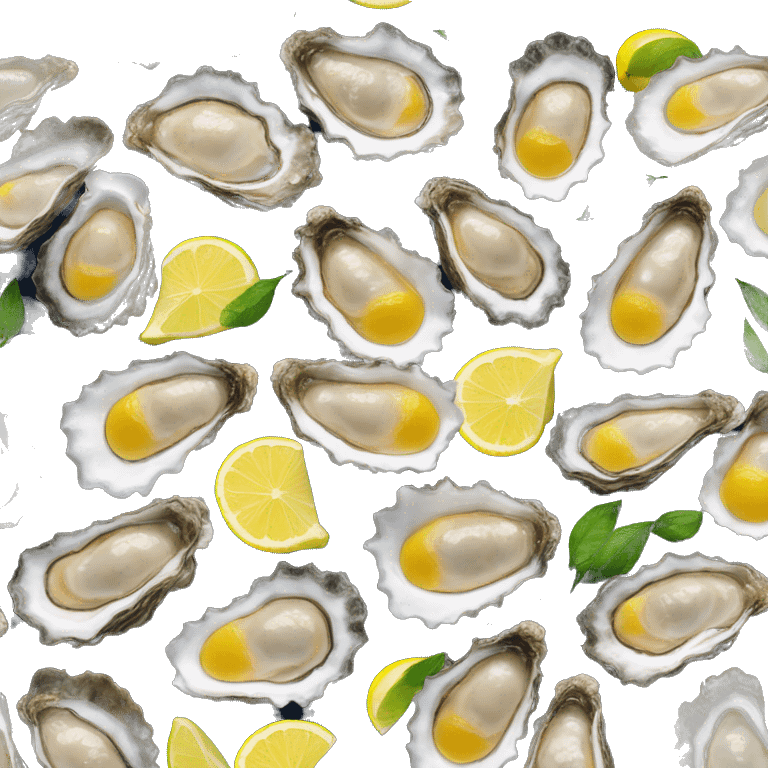 Oyster with lemon and cocktail sauce  emoji