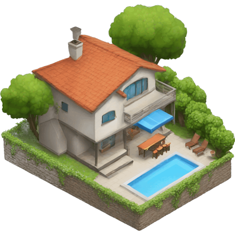 house with pool and bbq emoji