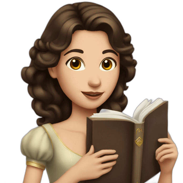 Brunette princess with book emoji