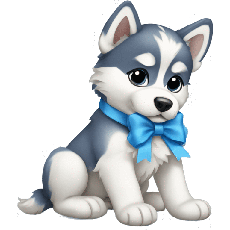 Husky puppy with blue bow emoji