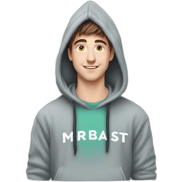 Mrbeast from youtube, hoodie with a text "MrBeast", original MrBeast emoji