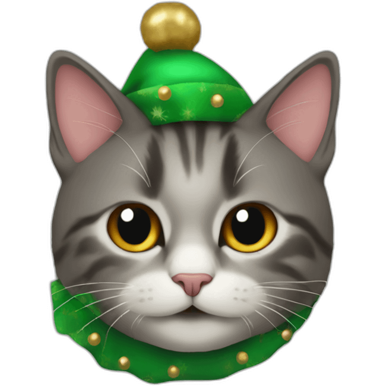 cat's head sticking out of a Christmas preseny emoji