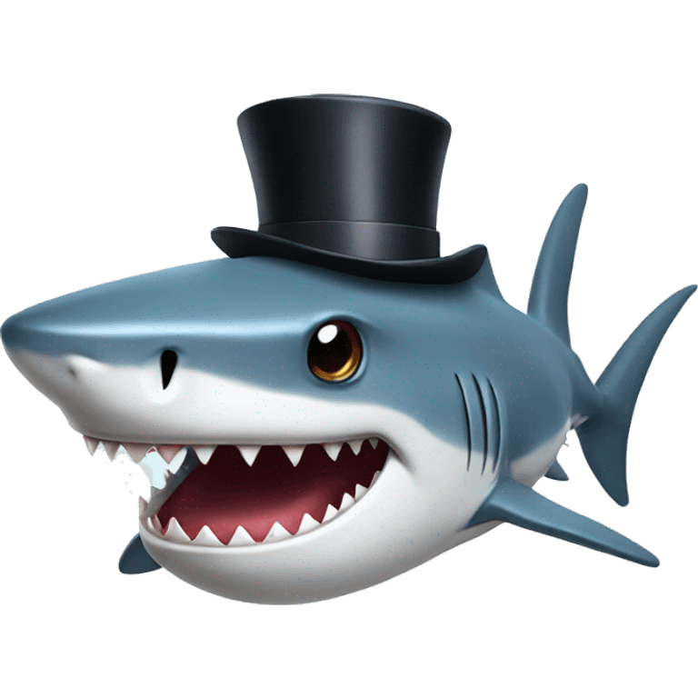 Shark with a top hat emoji