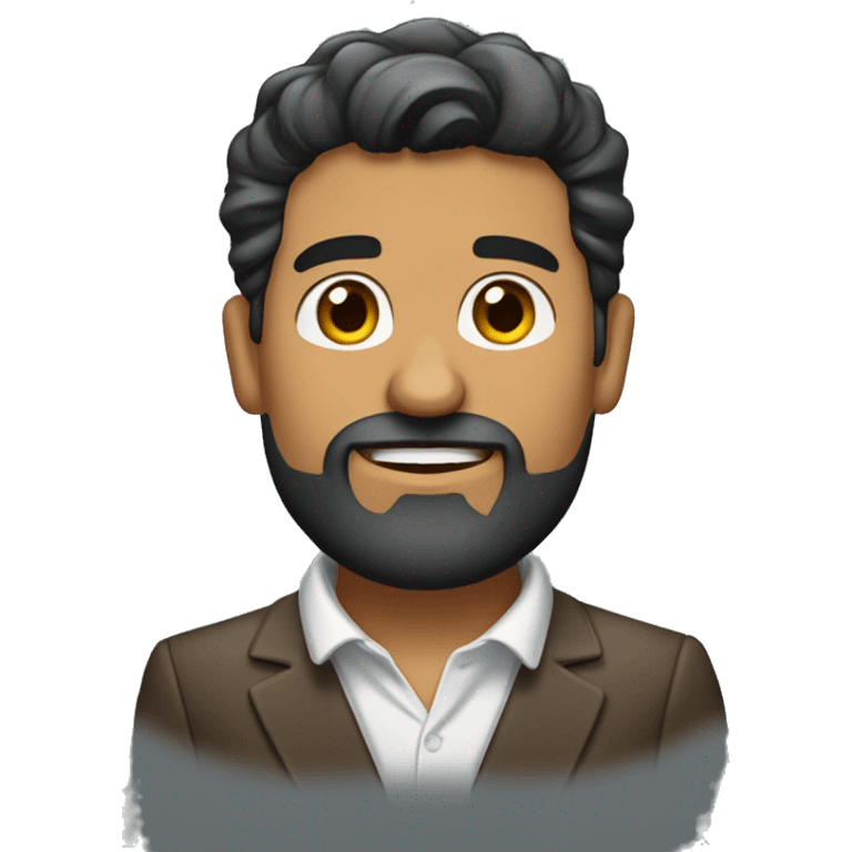 Latino con barba, corte moderno y camisa formal emoji