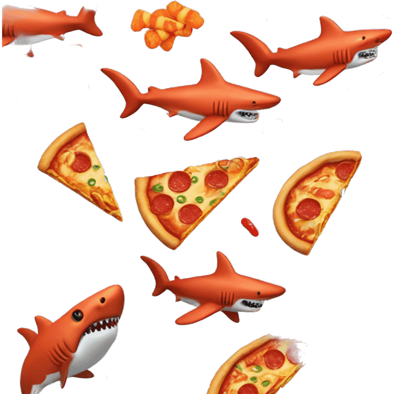 shark eating pizza and hot cheetos emoji