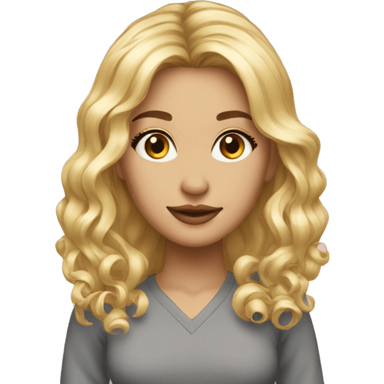 blond-midi lenght hair full mody emoji