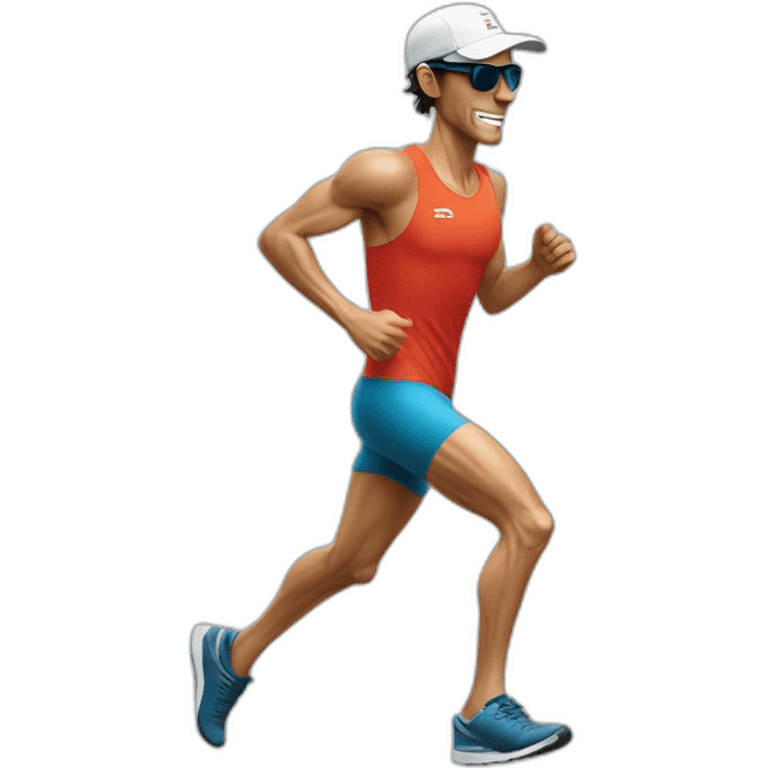 kilian jornet running wearing a cap and sunglasses emoji