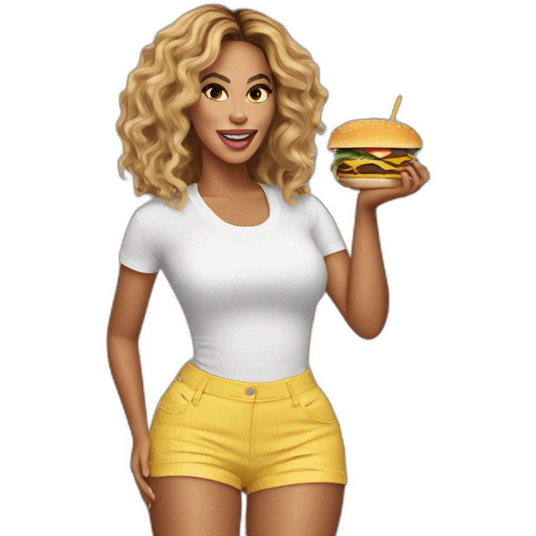 Beyoncé eat a burger emoji