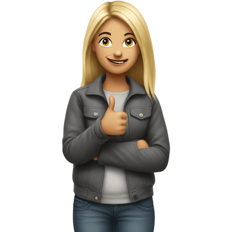 realistic portrait of girl thumbs up emoji