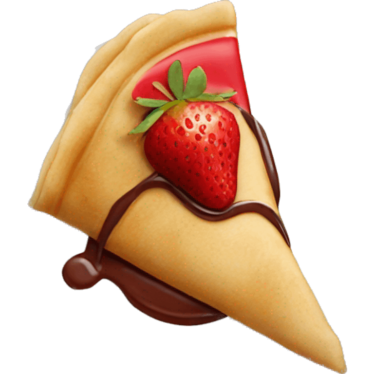 folded strawberry chocolate sauce crepe emoji