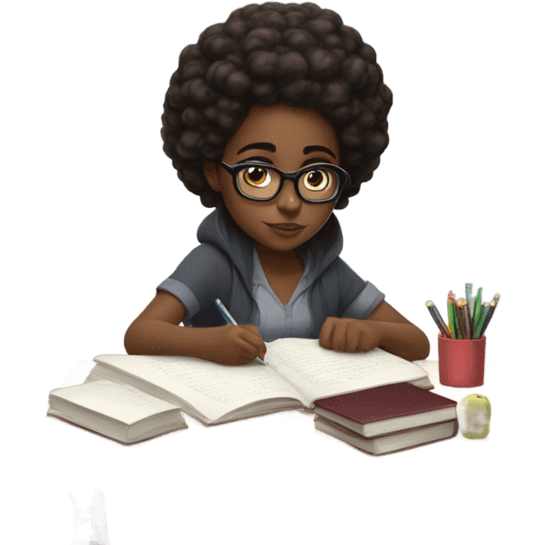 Black girl Studying  emoji