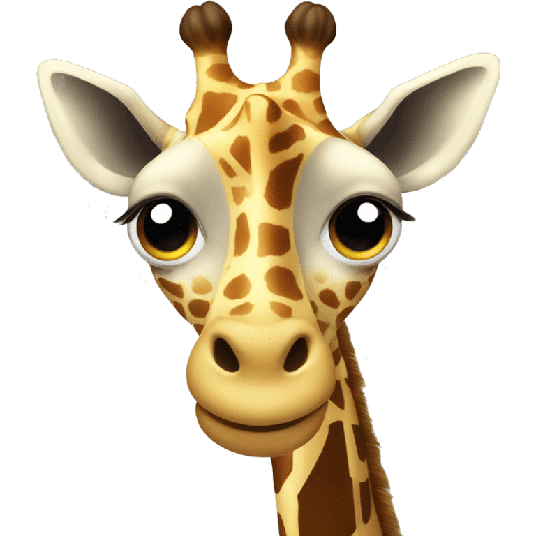 A giraffe turning his head upside down while smiling  emoji