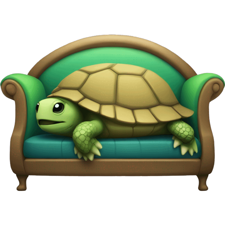 sleeping turtle on purple sofa emoji